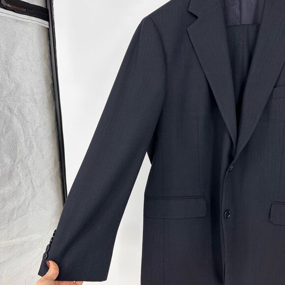 346 Brooks Brothers Mens Two Button Blazer Jacket Black Wool Size 43R - Picture 6 of 9